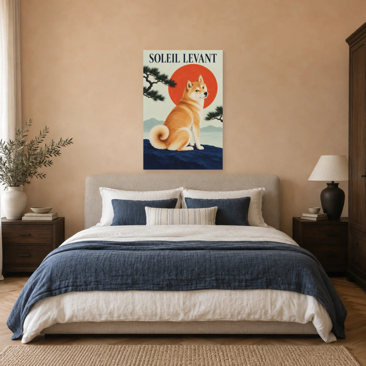 Affiche Shiba inu - Soleil levant dans une chambre - Art Virtuoso