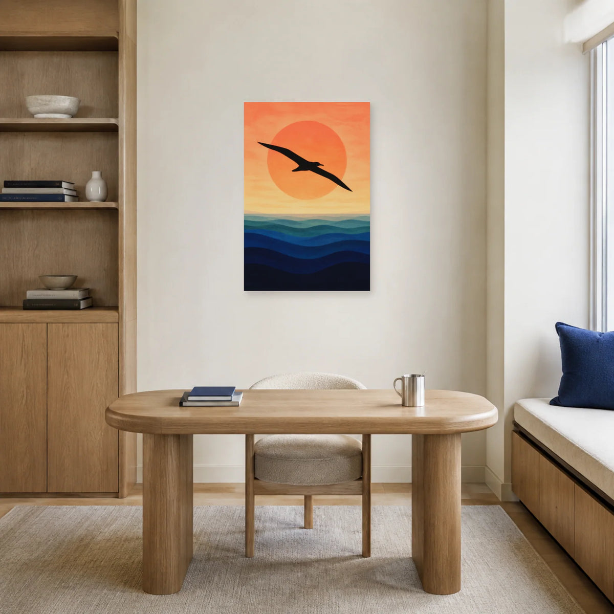 Affiche Silhouette d’albatros sur l’océan dans un bureau - Art Virtuoso