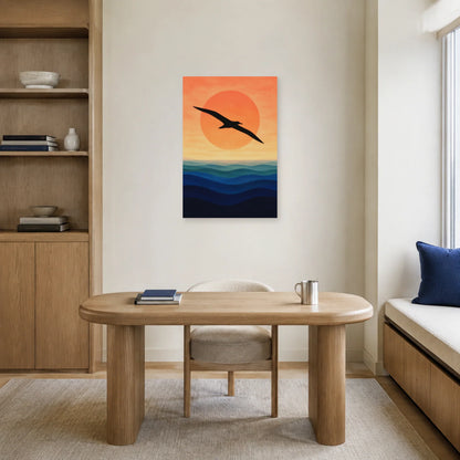 Affiche Silhouette d’albatros sur l’océan dans un bureau - Art Virtuoso