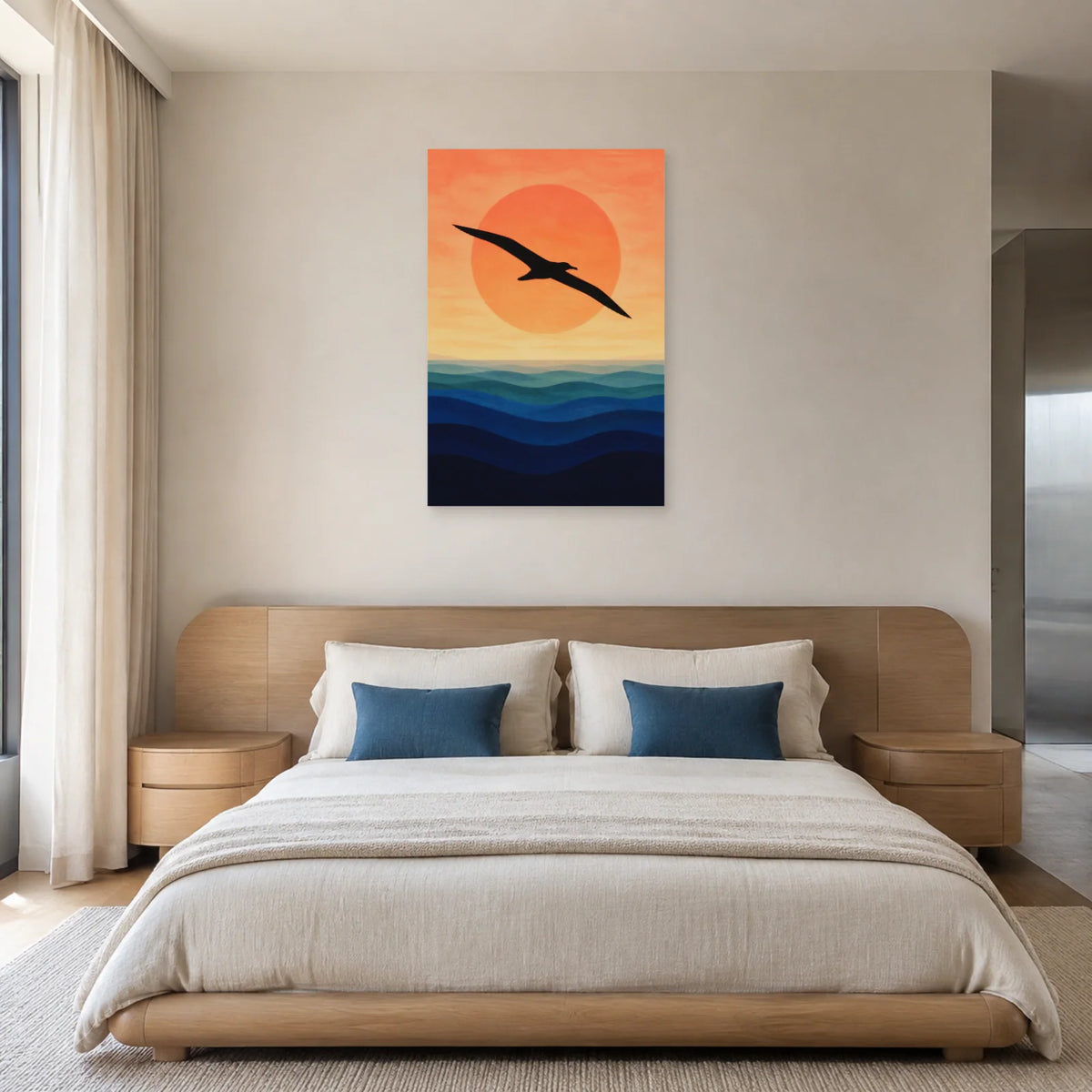 Affiche Silhouette d’albatros sur l’océan dans une chambre - Art Virtuoso