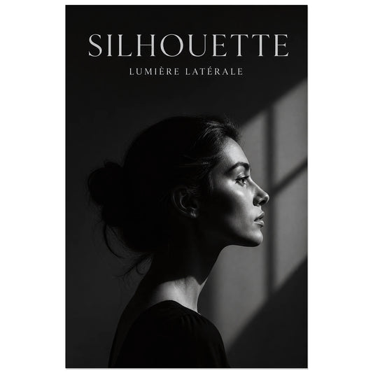 Affiche Silhouette – Lumière Latérale, photographie d’art en clair-obscur verticale, format 30 × 45 cm