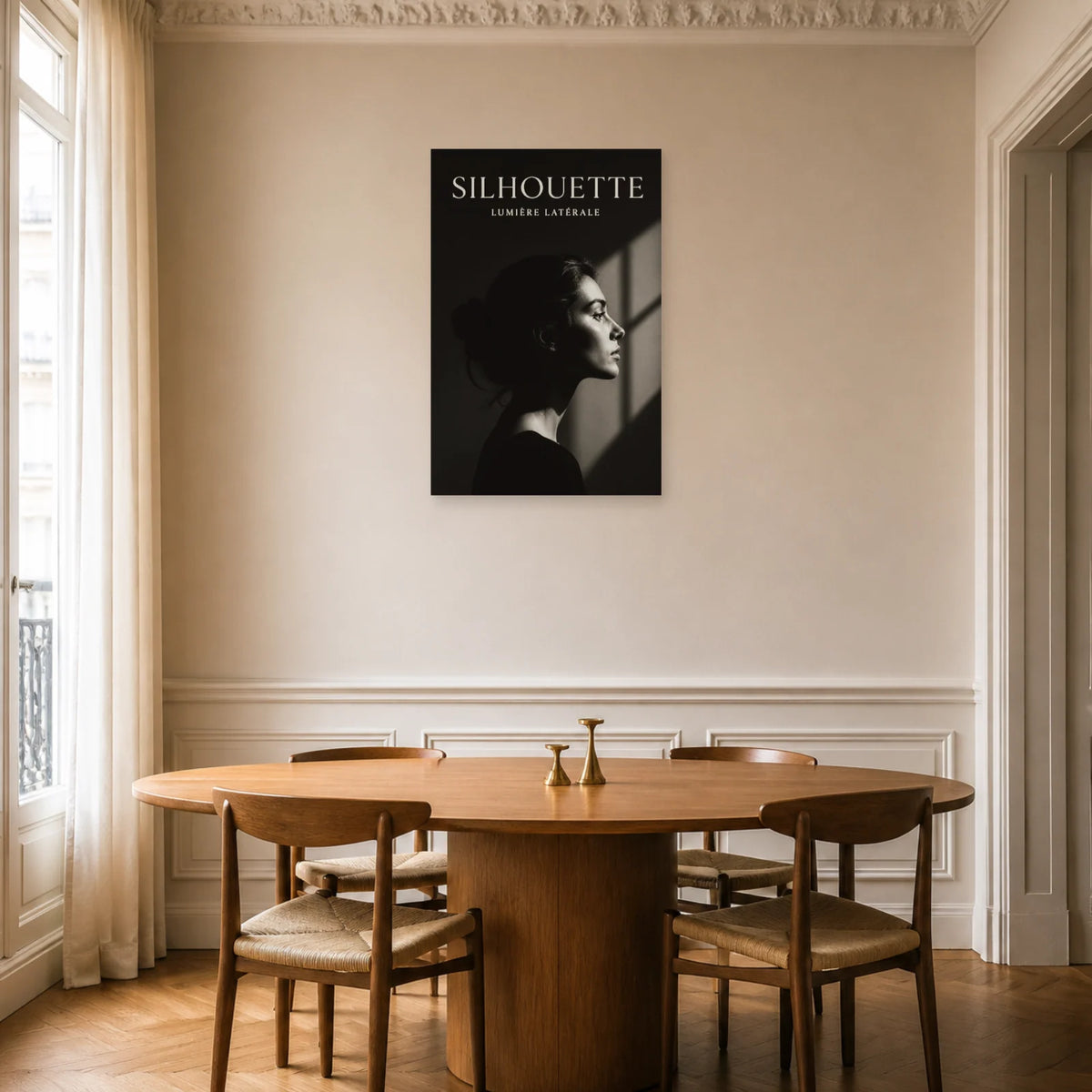Affiche Silhouette – Lumière Latérale dans une salle à manger - Art Virtuoso