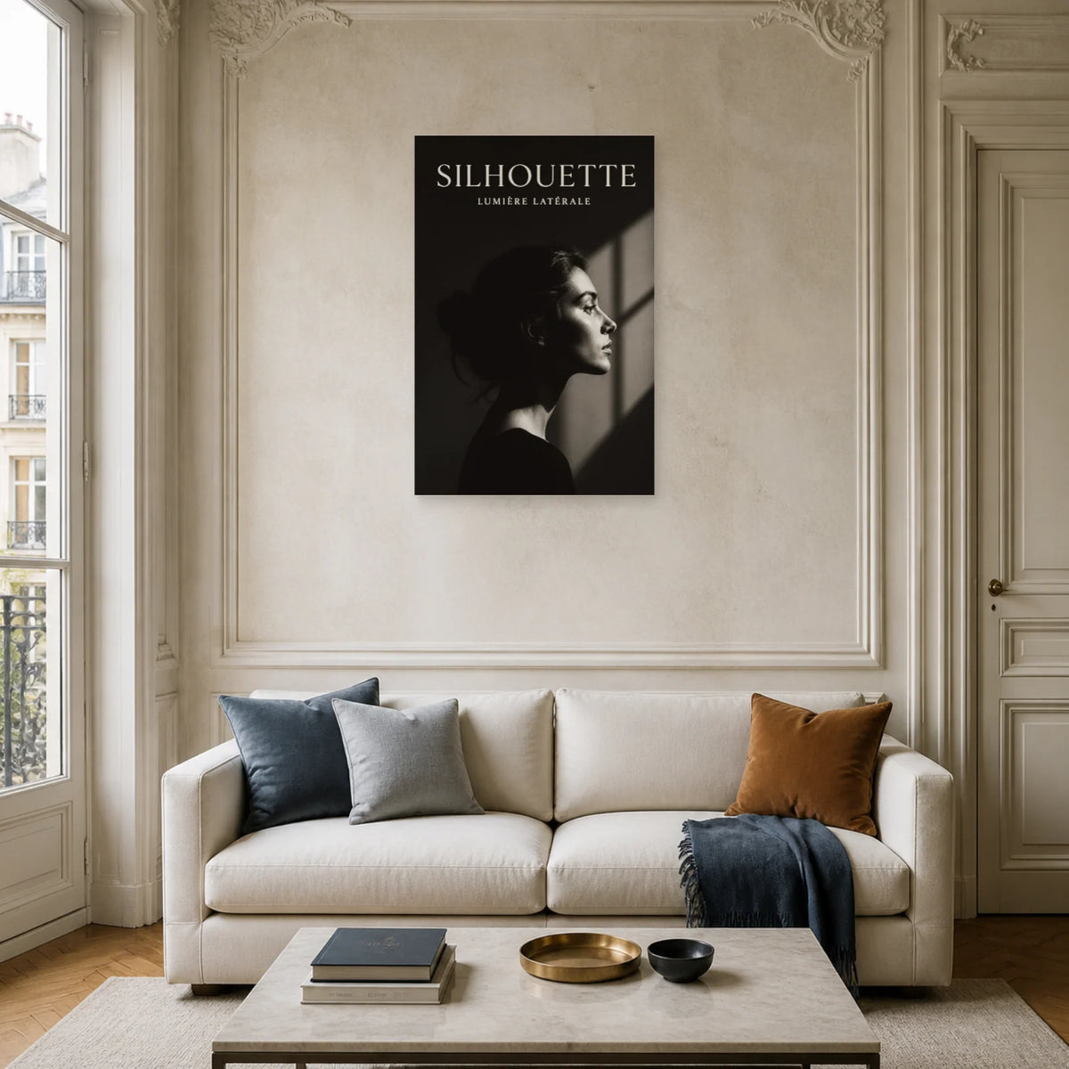 Affiche Silhouette – Lumière Latérale dans un salon - Art Virtuoso