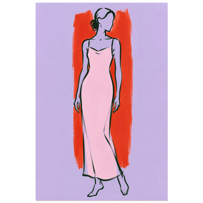 Figure au trait sombre sur fond lilas, affiche 40 × 60 cm
