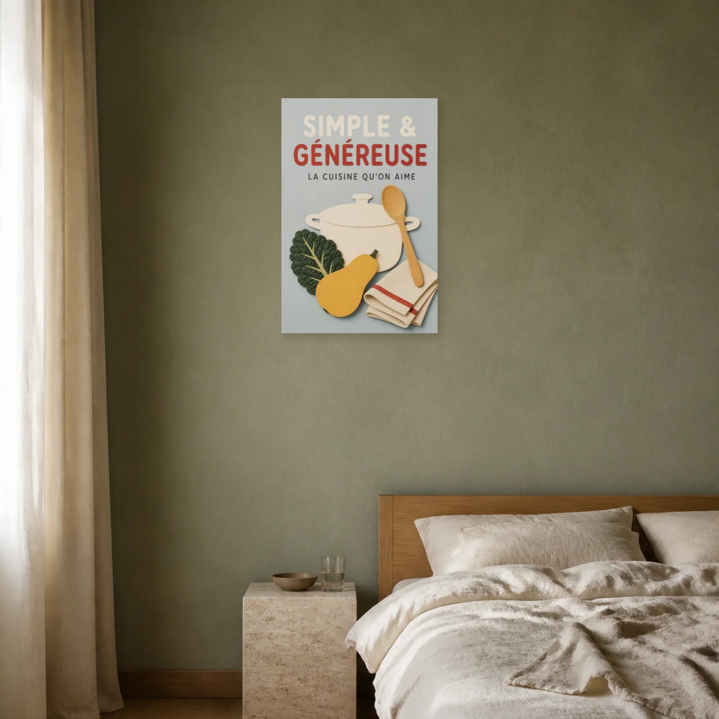 Affiche Simple & Généreuse – La Cuisine Qu’On Aime dans une chambre - Art Virtuoso