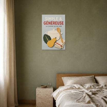 Affiche Simple & Généreuse – La Cuisine Qu’On Aime dans une chambre - Art Virtuoso