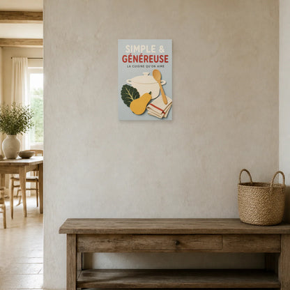 Affiche Simple & Généreuse – La Cuisine Qu’On Aime dans une entrée ou un couloir - Art Virtuoso