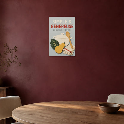 Affiche Simple & Généreuse – La Cuisine Qu’On Aime dans une salle à manger - Art Virtuoso