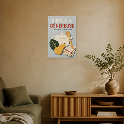 Affiche Simple & Généreuse – La Cuisine Qu’On Aime dans un salon - Art Virtuoso