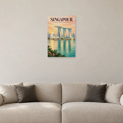 Affiche Singapour Marina et baie dans un salon - Art Virtuoso