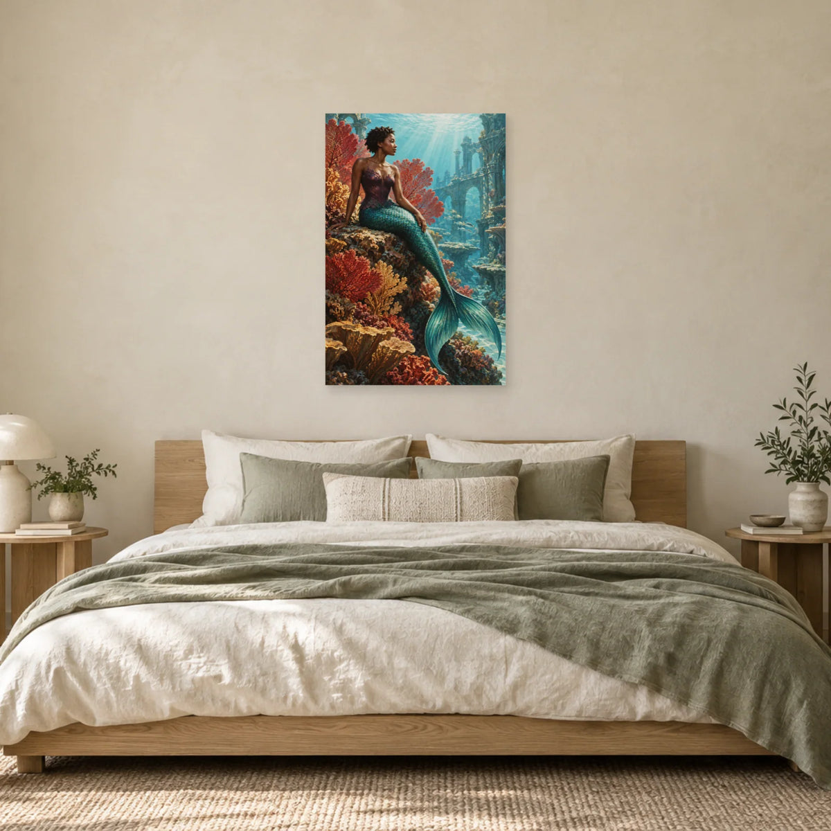 Affiche sirène au jardin de corail dans une chambre - Art Virtuoso