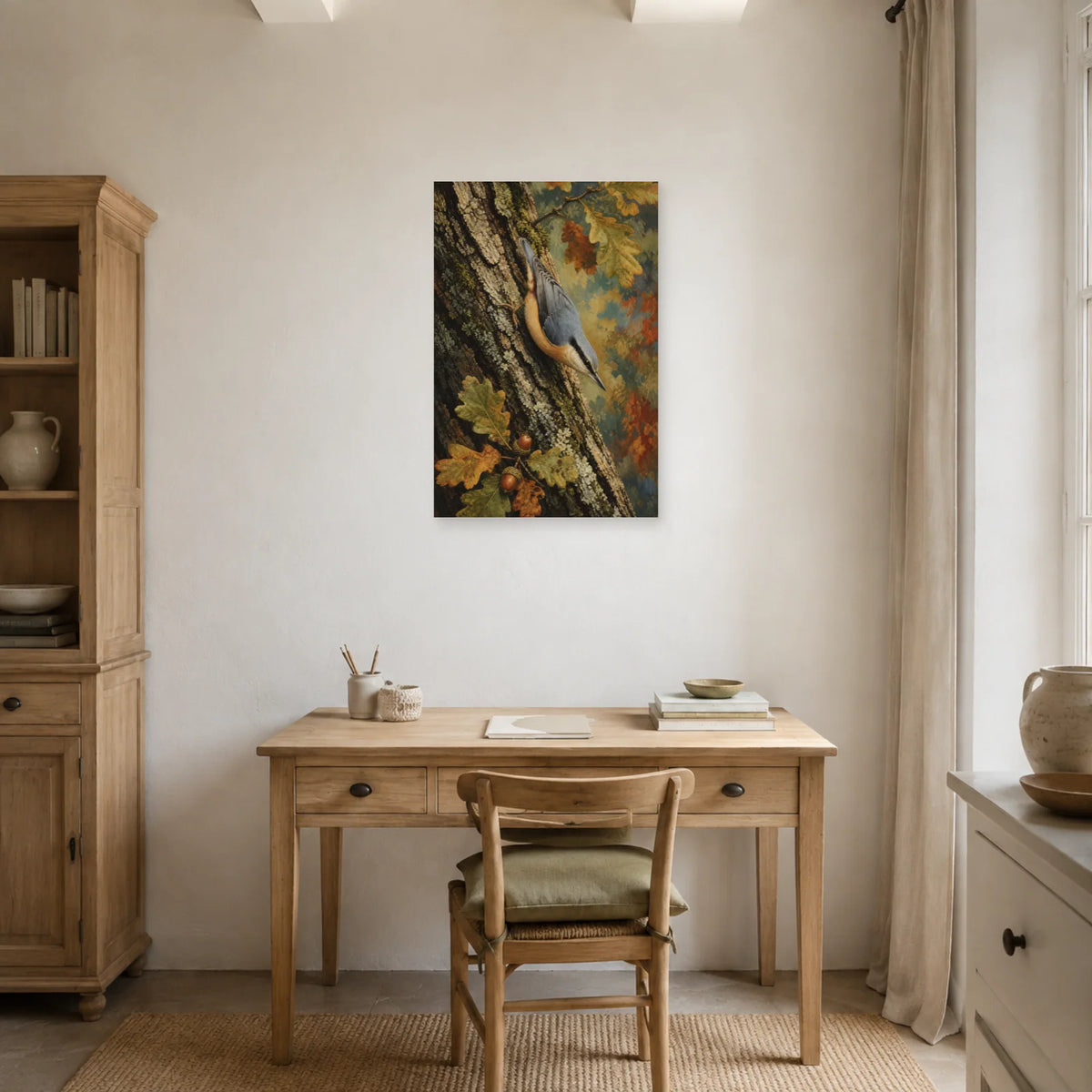 Affiche Sittelle torchepot sur un vieux chêne dans un bureau - Art Virtuoso