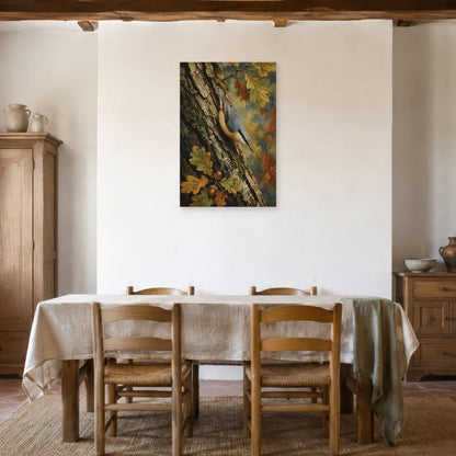 Affiche Sittelle torchepot sur un vieux chêne dans une salle à manger - Art Virtuoso