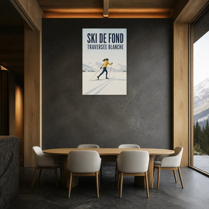 Affiche Ski de fond – Traversée blanche dans une salle à manger - Art Virtuoso