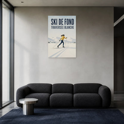 Affiche Ski de fond – Traversée blanche dans un salon - Art Virtuoso