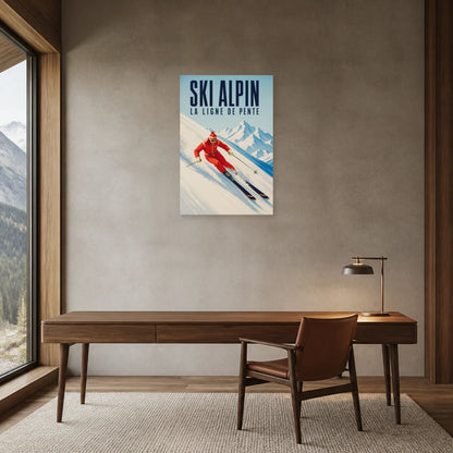 Affiche Ski alpin – La ligne de pente dans un bureau - Art Virtuoso