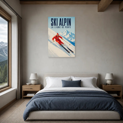 Affiche Ski alpin – La ligne de pente dans une chambre - Art Virtuoso