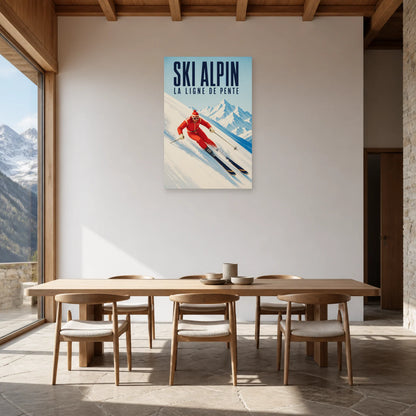 Affiche Ski alpin – La ligne de pente dans une salle à manger - Art Virtuoso