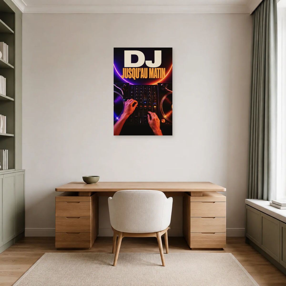 Affiche Soiree DJ - Jusqu au matin dans un bureau - Art Virtuoso