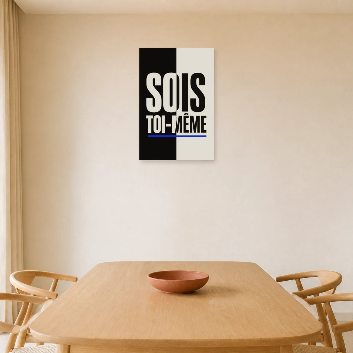 Affiche Sois toi-même – Contraste graphique dans une salle à manger - Art Virtuoso