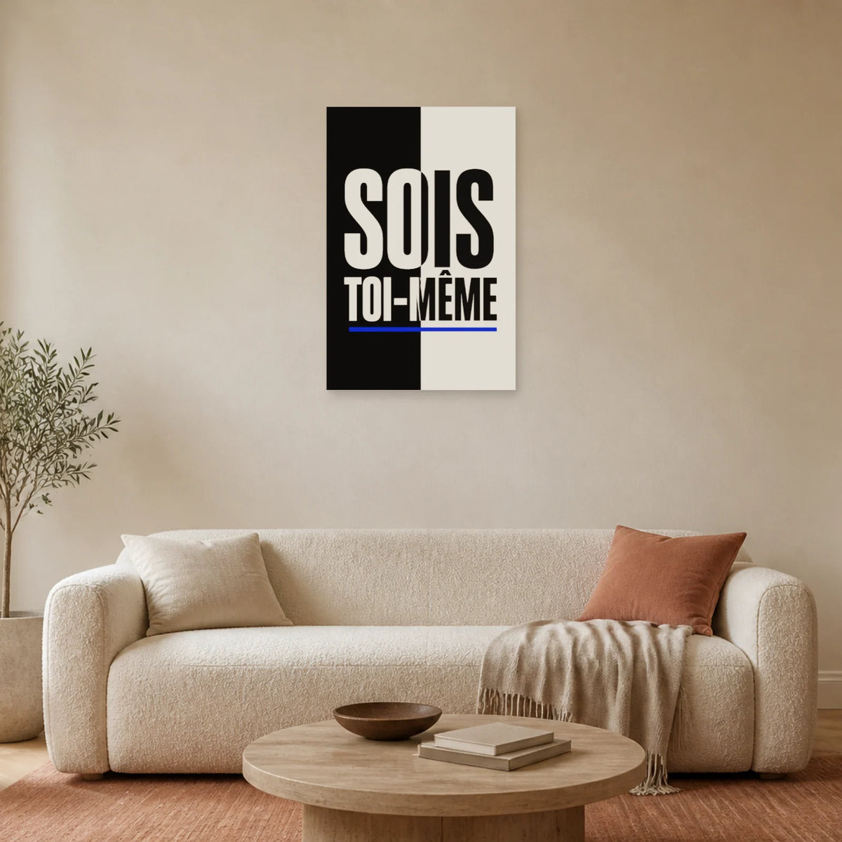 Affiche Sois toi-même – Contraste graphique dans un salon - Art Virtuoso