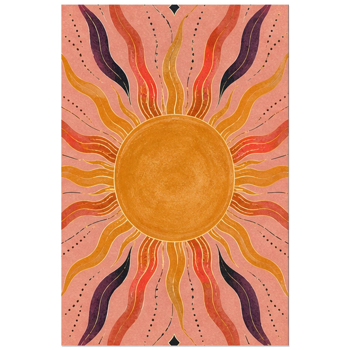 Soleil graphique sur fond rose poudré, affiche 40 × 60 cm