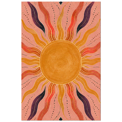 Soleil graphique sur fond rose poudré, affiche 40 × 60 cm
