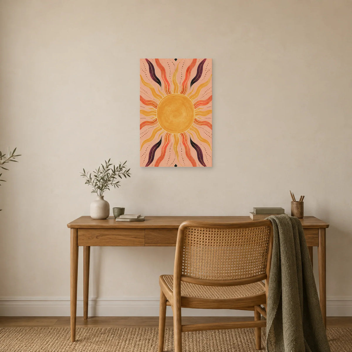 Affiche Soleil bohème chic dans un bureau - Art Virtuoso