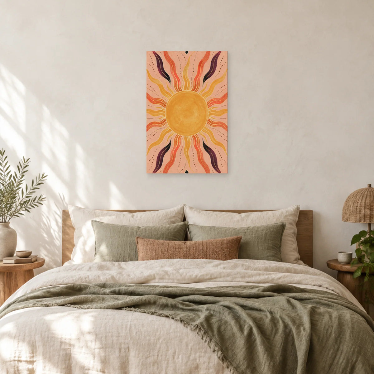 Affiche Soleil bohème chic dans une chambre - Art Virtuoso
