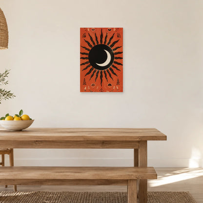 Affiche Soleil bohème noir et ivoire dans une salle à manger - Art Virtuoso