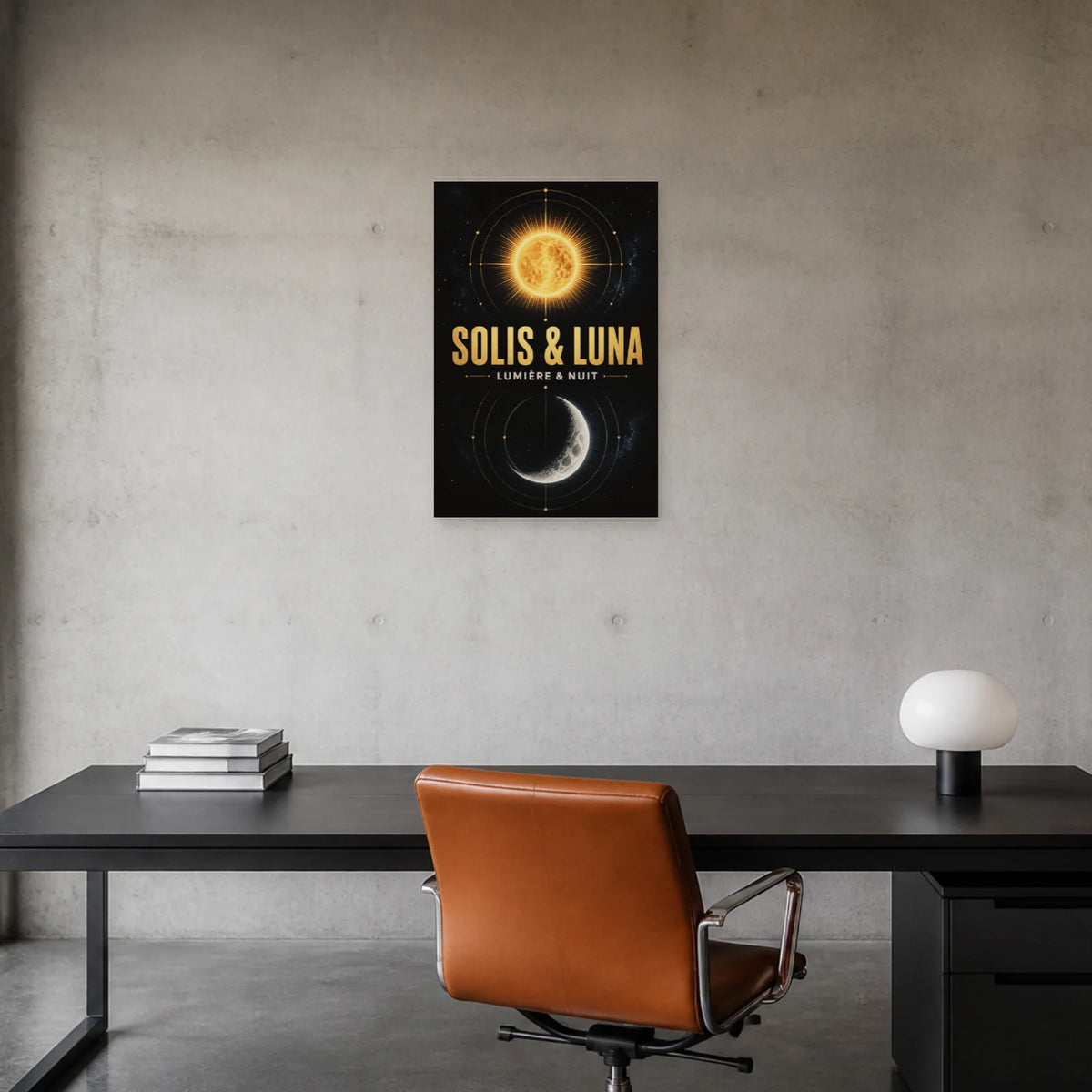 Affiche Solis & Luna – Lumière et Nuit dans un bureau - Art Virtuoso
