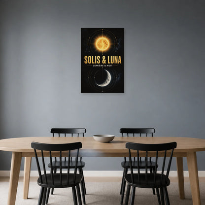 Affiche Solis & Luna – Lumière et Nuit dans une salle à manger - Art Virtuoso