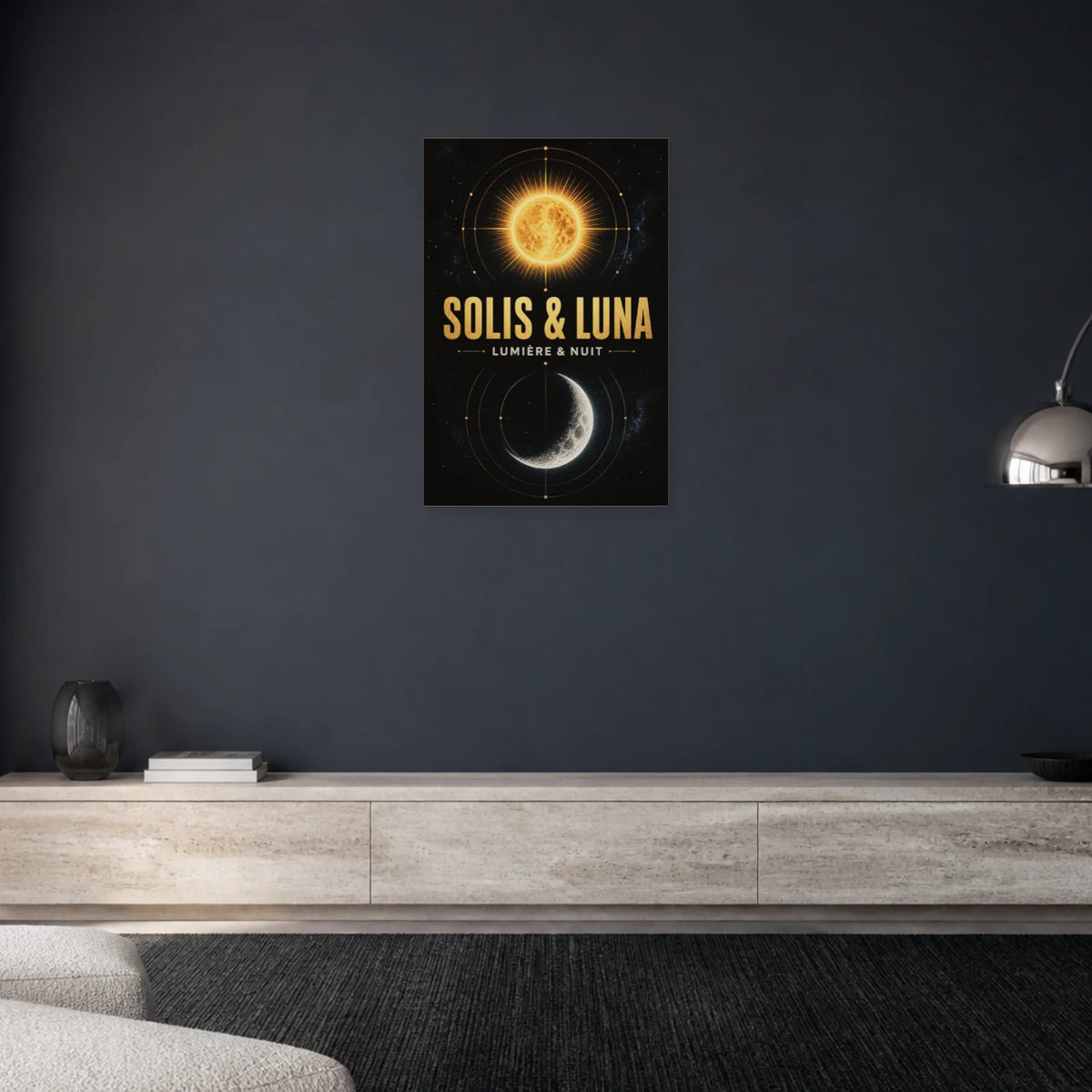 Affiche Solis & Luna – Lumière et Nuit dans un salon - Art Virtuoso