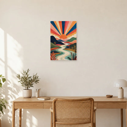 Affiche Soleil sur les montagnes bohèmes dans un bureau - Art Virtuoso