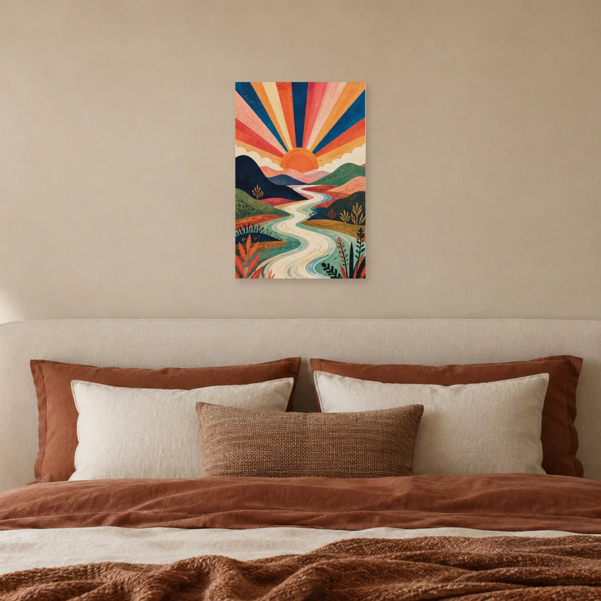 Affiche Soleil sur les montagnes bohèmes dans une chambre - Art Virtuoso