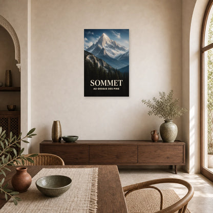 Affiche Sommet – Au-dessus des Pins dans une salle à manger - Art Virtuoso
