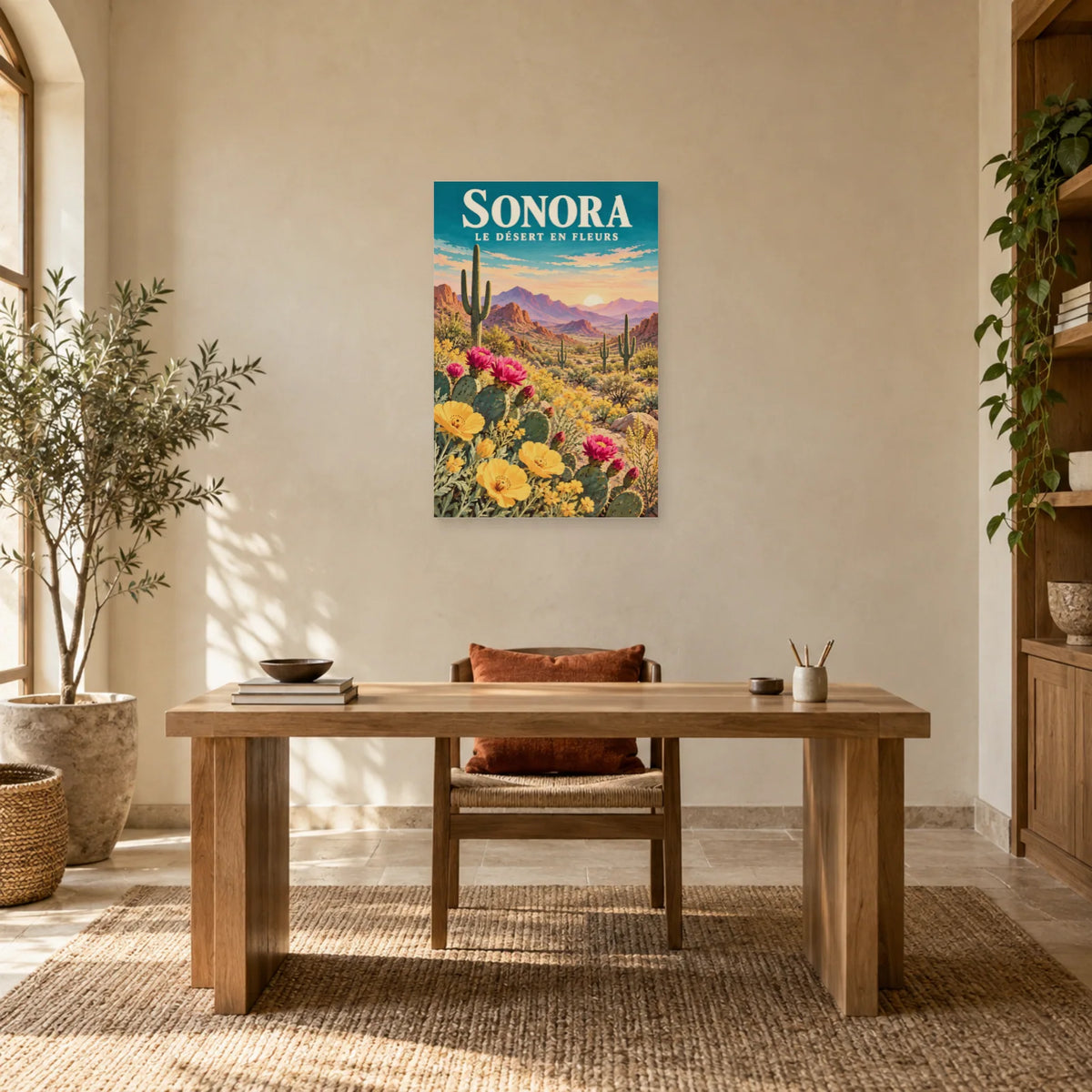 Affiche Sonora – Printemps du désert fleuri dans un bureau - Art Virtuoso