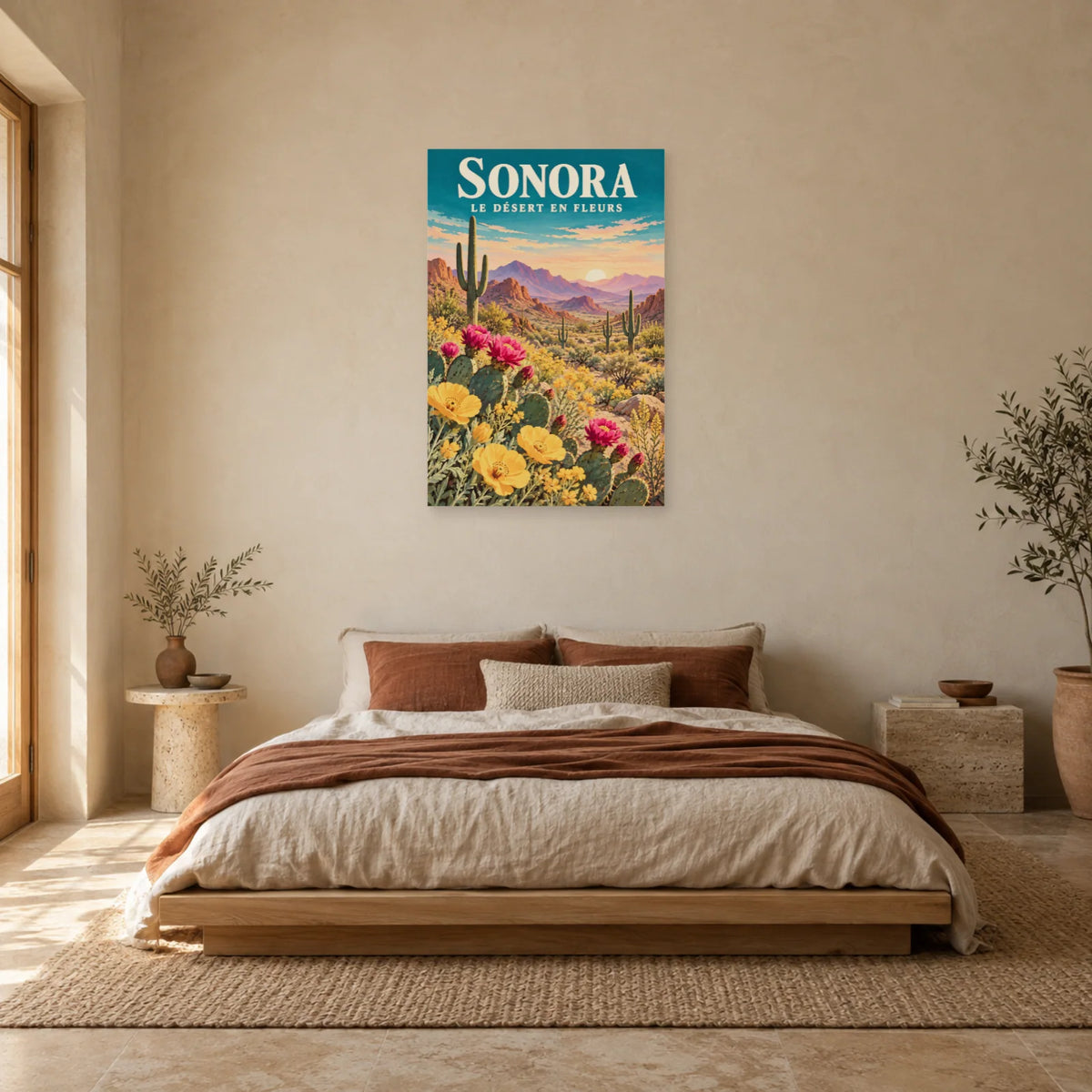Affiche Sonora – Printemps du désert fleuri dans une chambre - Art Virtuoso