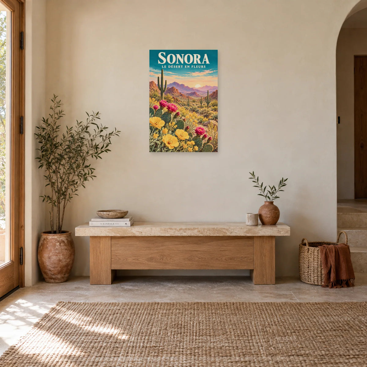 Affiche Sonora – Printemps du désert fleuri dans une entrée ou un couloir - Art Virtuoso