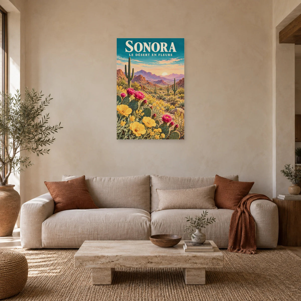 Affiche Sonora – Printemps du désert fleuri dans un salon - Art Virtuoso