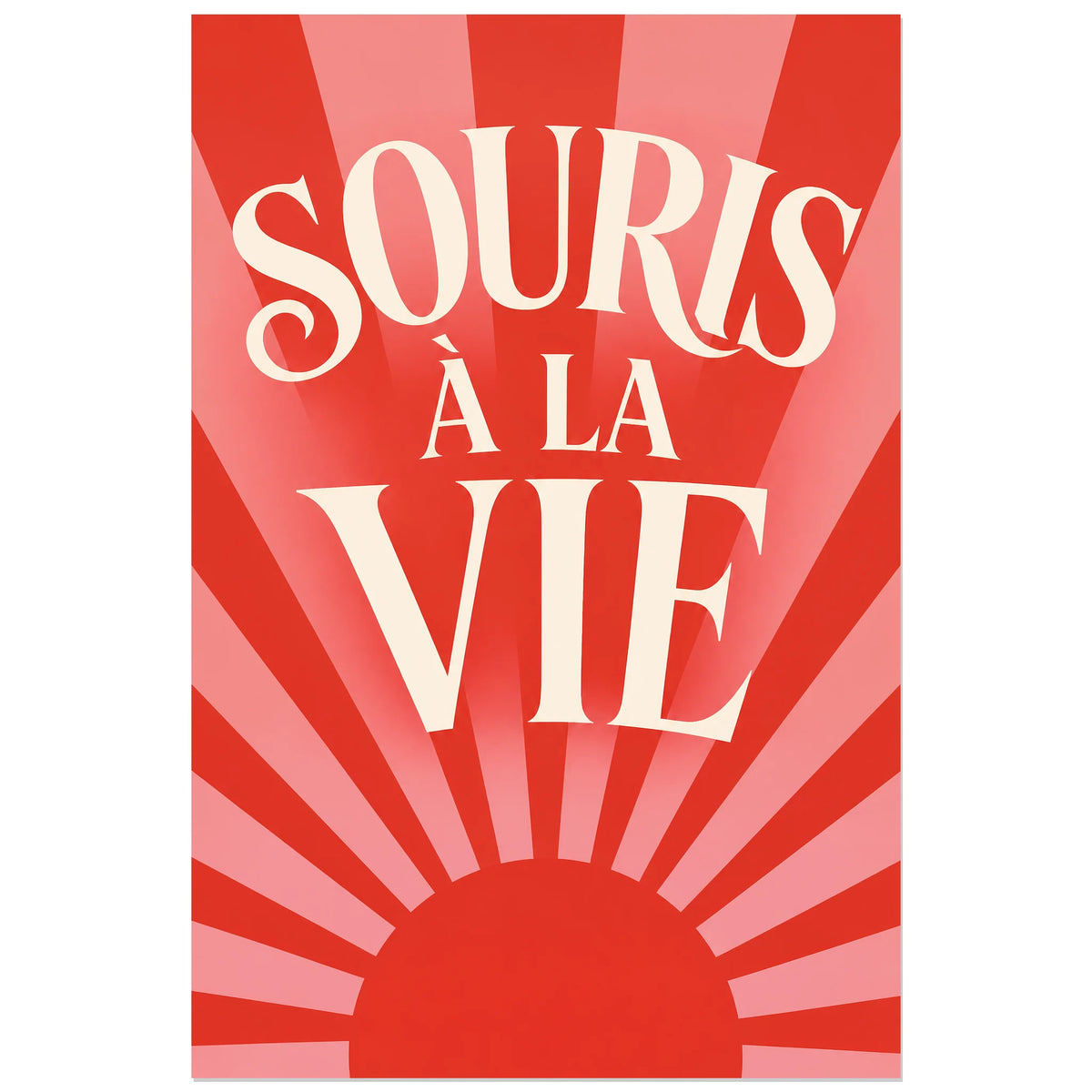 Affiche Souris à la vie – Soleil optimiste, affiche typographique rétro solaire verticale, format 60 × 90 cm