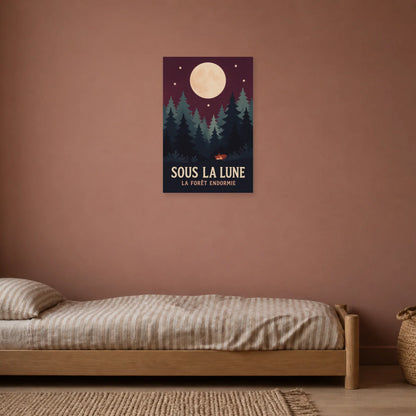 Affiche Sous la Lune – La Forêt Endormie dans une chambre - Art Virtuoso