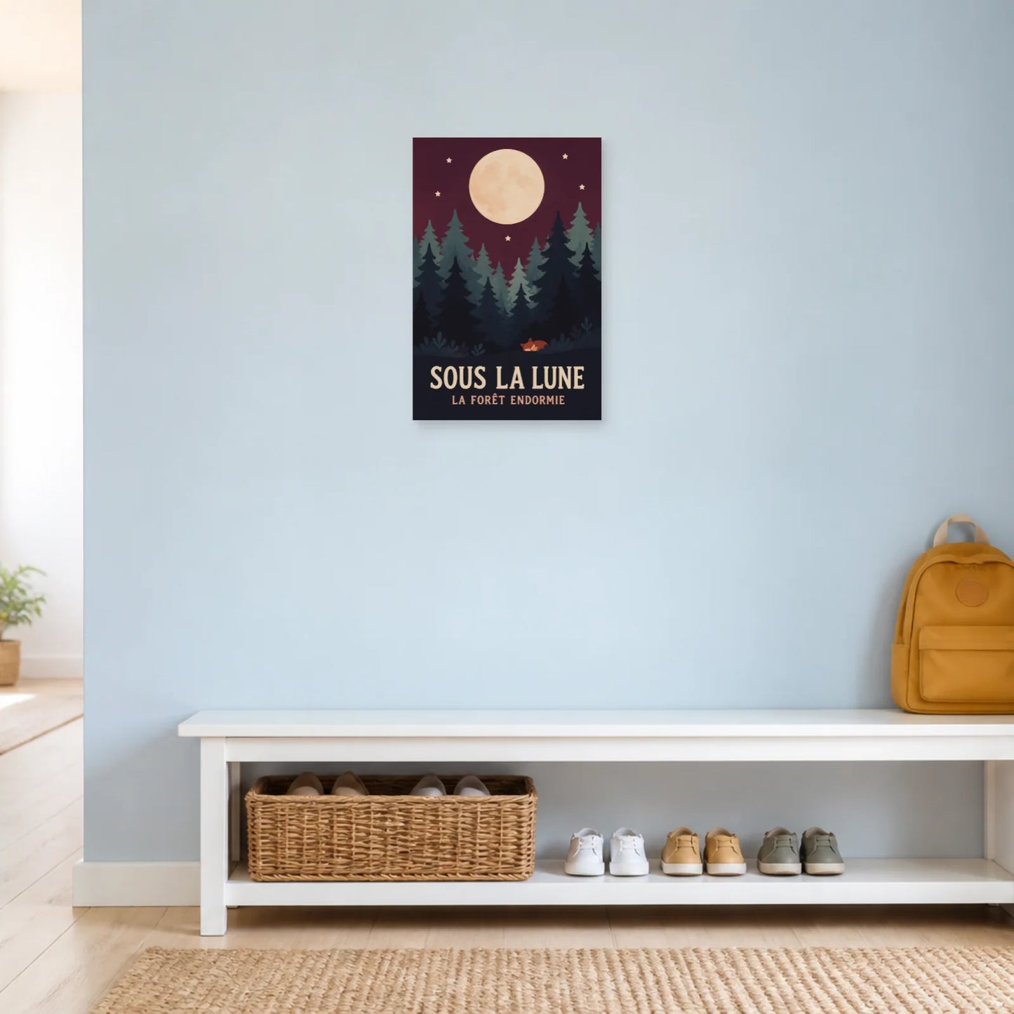 Affiche Sous la Lune – La Forêt Endormie dans une entrée ou un couloir - Art Virtuoso