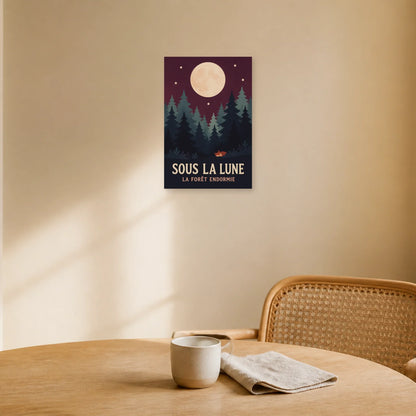 Affiche Sous la Lune – La Forêt Endormie dans une salle à manger - Art Virtuoso