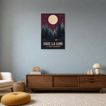 Affiche Sous la Lune – La Forêt Endormie dans un salon - Art Virtuoso