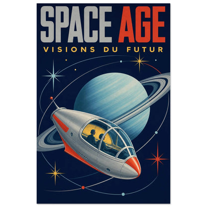 Affiche Space Age – Visions du Futur, photographie éditoriale verticale, format 30 × 45 cm