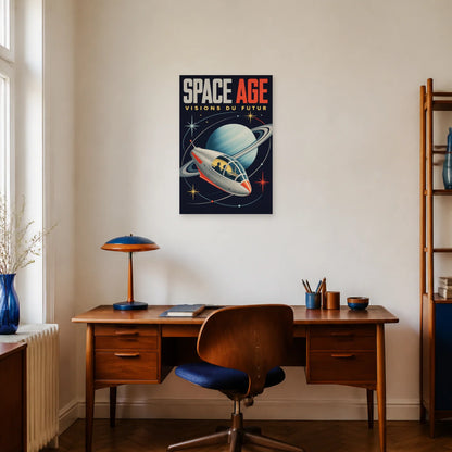 Affiche Space Age – Visions du Futur dans un bureau - Art Virtuoso