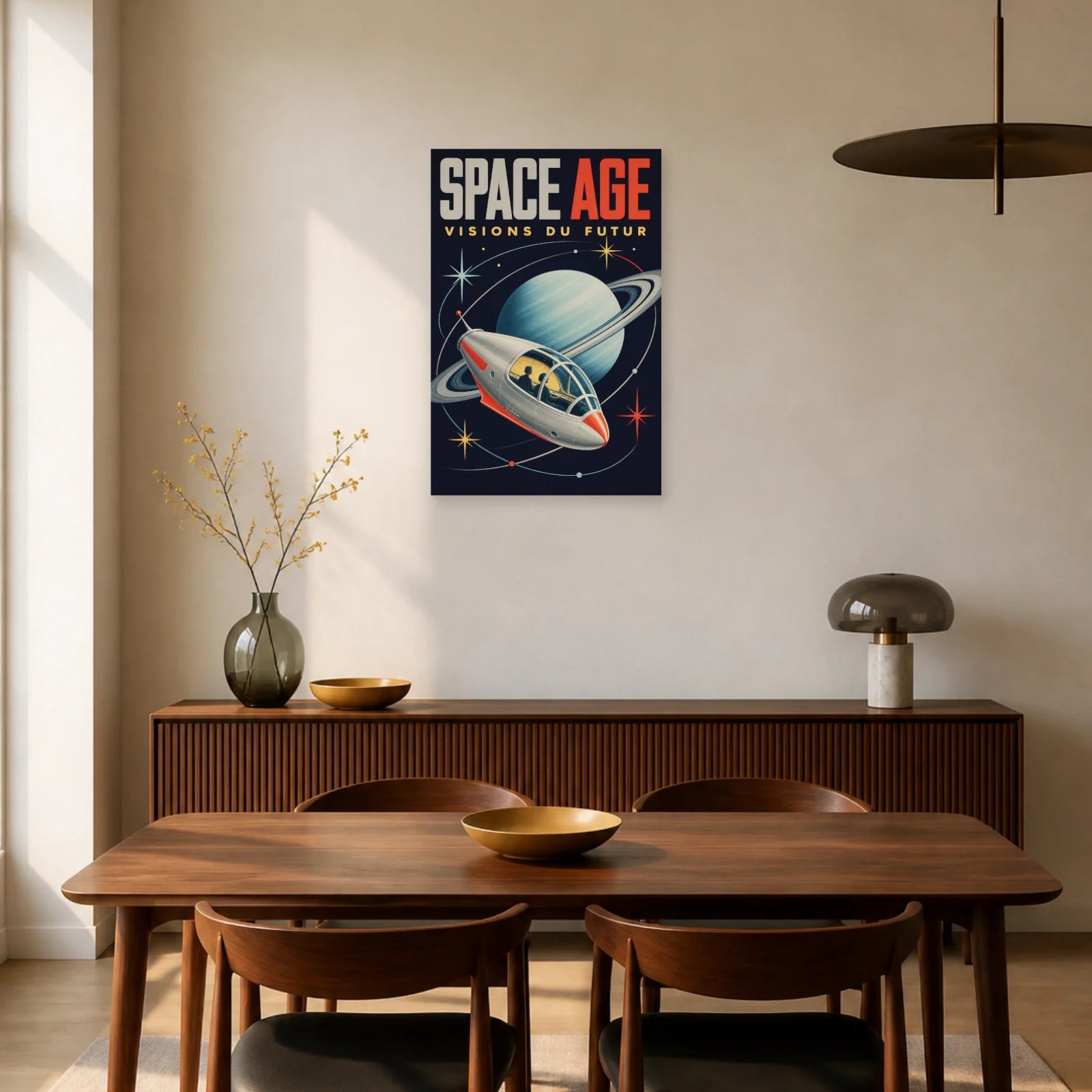 Affiche Space Age – Visions du Futur dans une salle à manger - Art Virtuoso