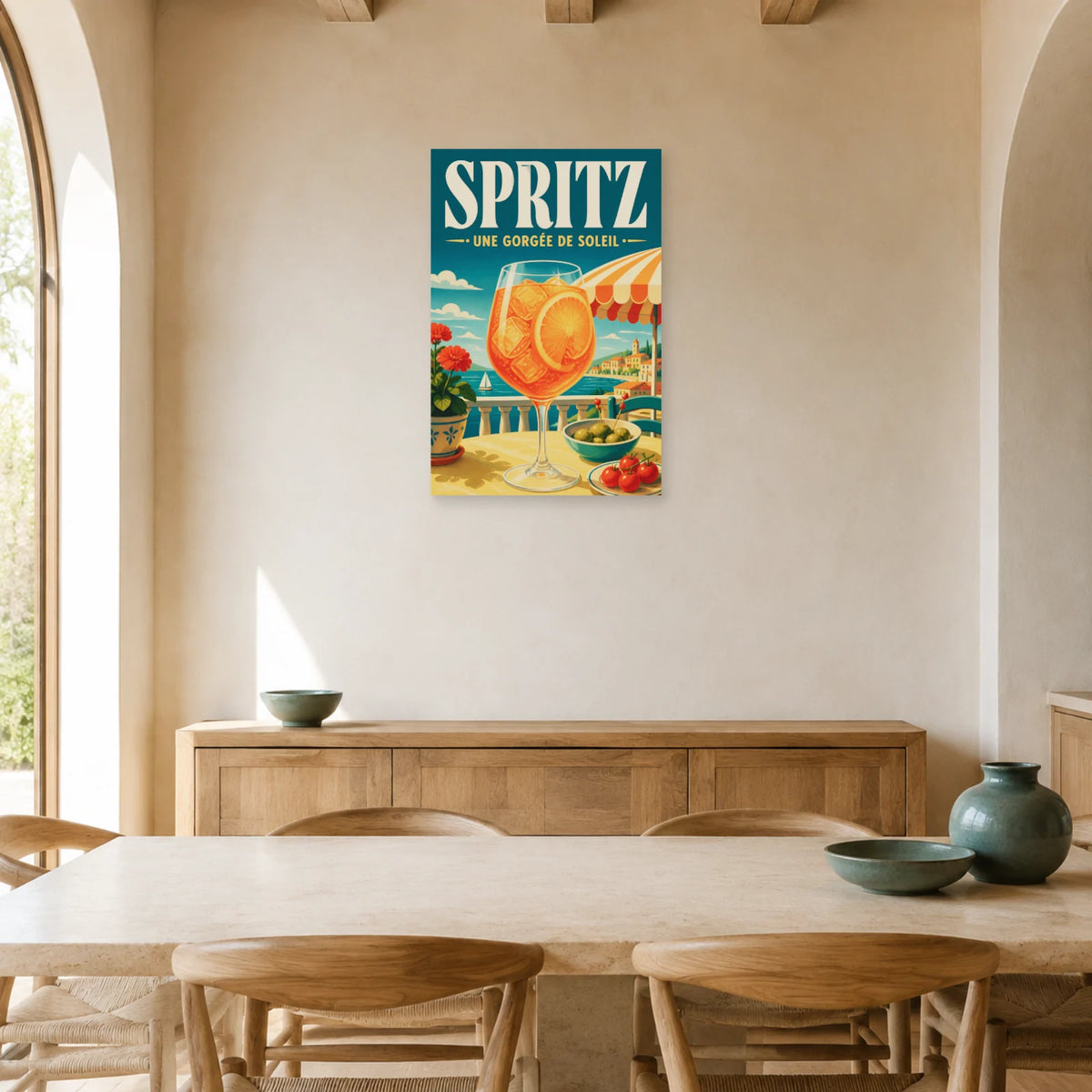 Affiche Spritz, une gorgée de soleil dans une salle à manger - Art Virtuoso