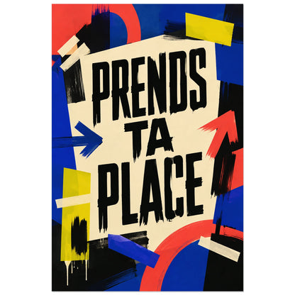 Message PRENDS TA PLACE au centre d’un collage graphique urbain, affiche 60 × 90 cm